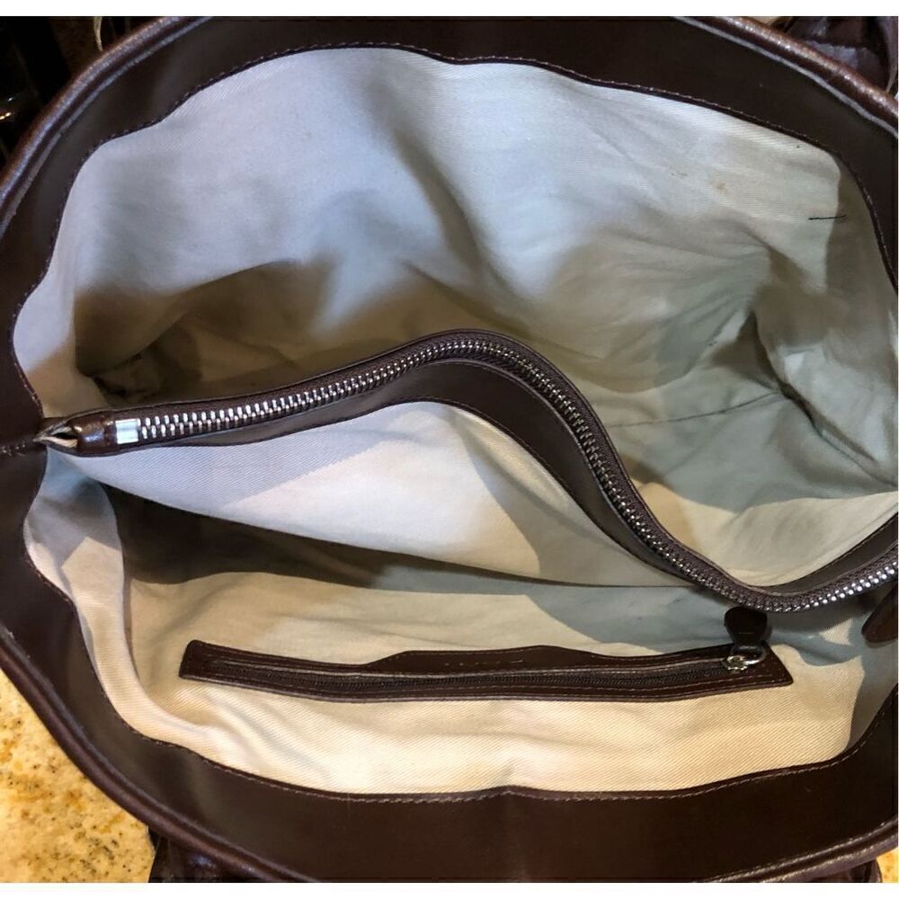 DKNY - Chocolate Brown Smooth Leather Buckle Satchel. Great Preowned Condition - Picture 6 of 15